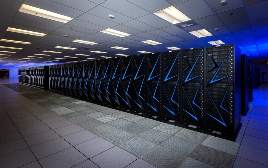 Server racks lining a data centre aisle